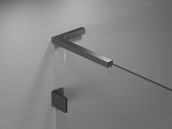 Mexen Lunar L kádparaván, 1-szárnyú, 80 x 150 cm, átlátszó, szálcsiszolt gun gray - 897L-080-000-66-00
