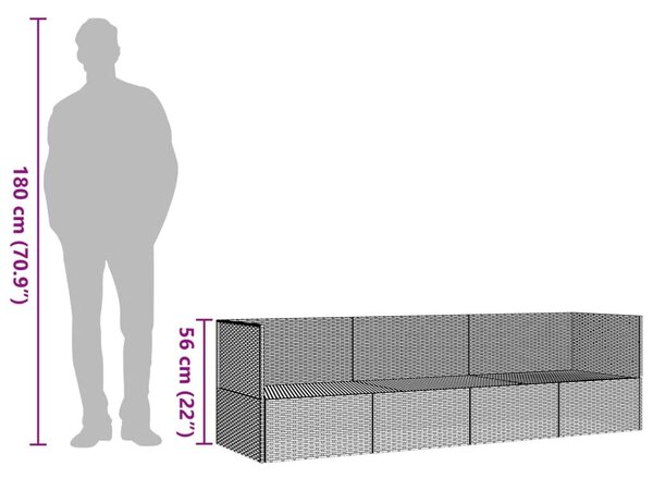 Barna polyrattan kültéri társalgókanapé párnákkal
