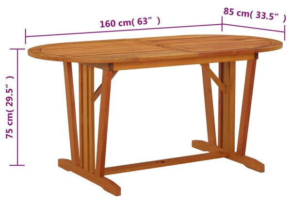 Tömör eukaliptuszfa kerti asztal 160 x 85 x 75 cm
