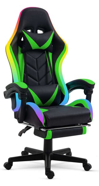 Delight Gamer Szék - BMD1115GR - RGB LED - Zöld/Fekete