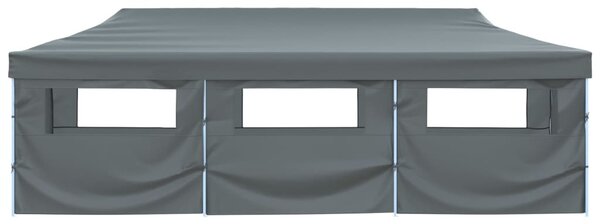 Antracitszürke összecsukható rendezvénysátor 8 oldalfallal 870x291x315 cm