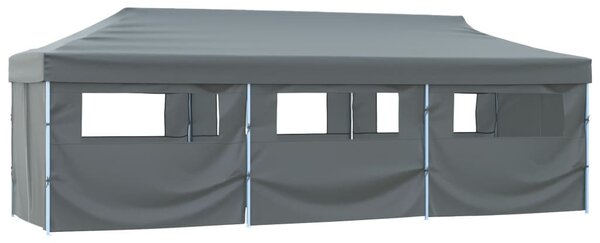 Antracitszürke összecsukható rendezvénysátor 8 oldalfallal 870x291x315 cm
