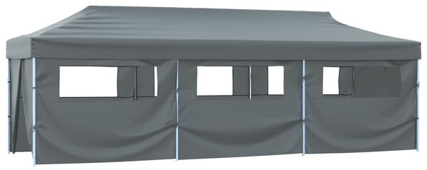 Antracitszürke összecsukható rendezvénysátor 8 oldalfallal 870x291x315 cm