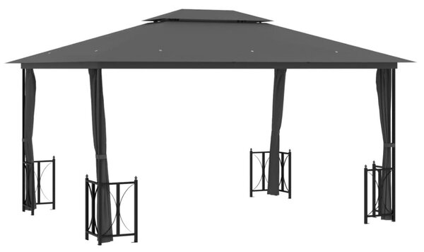Antracitszürke pavilon oldalfalakkal és dupla tetővel 3x4 m