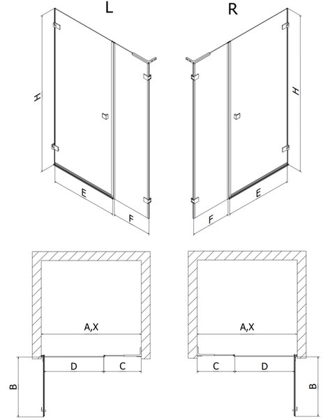 Mexen Lunar-B, L Balra nyíló zuhanyajtó 110 cm, átlátszó üveg, króm profil, 832SL-110-050-01-00-L
