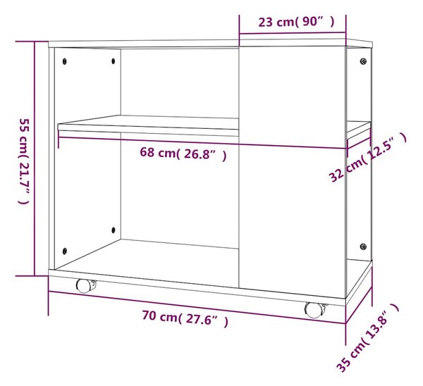 Füstös tölgy színű szerelt fa kisasztal 70 x 35 x 55 cm