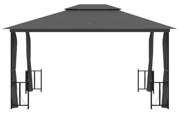 Antracitszürke pavilon oldalfalakkal és dupla tetővel 3x4 m