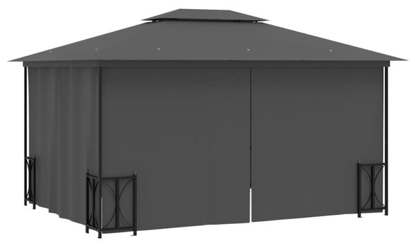 Antracitszürke pavilon oldalfalakkal és dupla tetővel 3x4 m