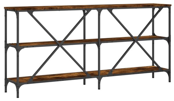 Füstös tölgy színű szerelt fa és vas tálalóasztal 160x30x75 cm