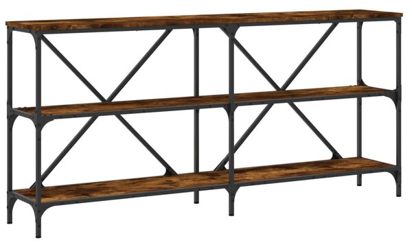 Füstös tölgy színű szerelt fa és vas tálalóasztal 160x30x75 cm