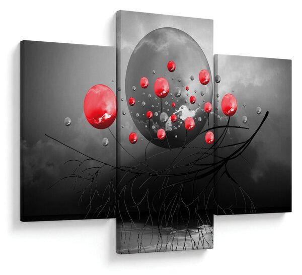 Piros absztrakt gömbök képe (90x60 cm)