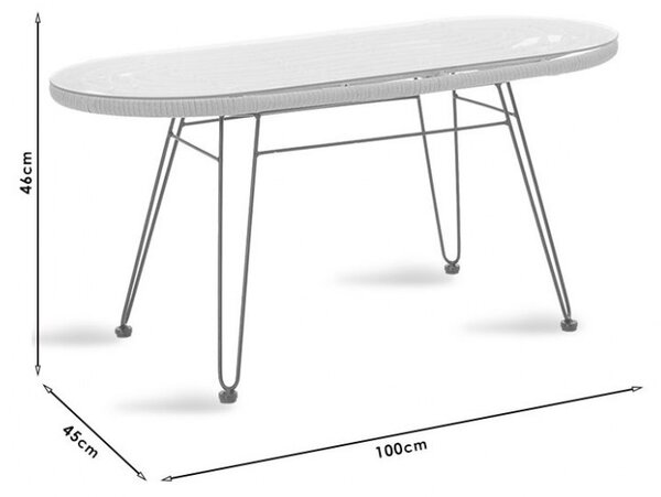 Kerti asztal Naoki, fekete - natúr, 100x45x46 cm