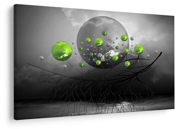 Zöld absztrakt gömbök képe (90x60 cm)