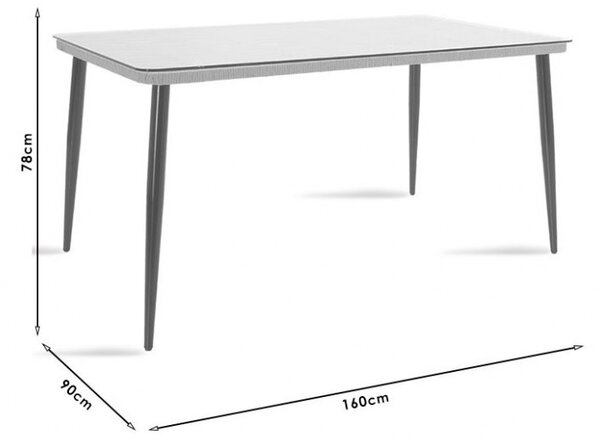 Kerti asztal Naoki, fekete - natúr, 160x90x78 cm