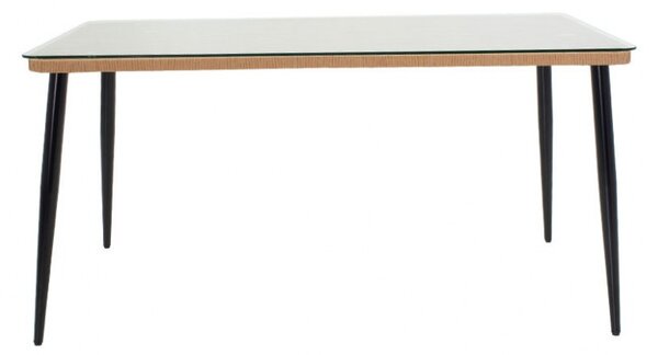 Kerti asztal Naoki, fekete - natúr, 160x90x78 cm