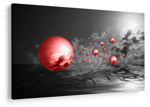 Piros gömbök képe (90x60 cm)