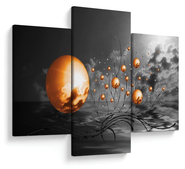 Narancssárga absztrakt gömbök képe (90x60 cm)