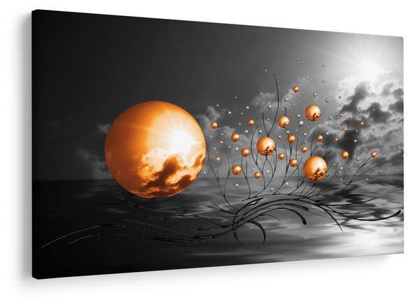 Narancssárga absztrakt gömbök képe (90x60 cm)