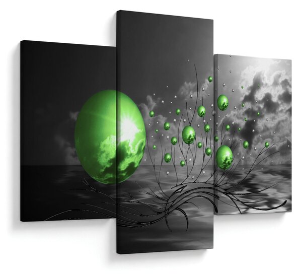 Zöld absztrakt gömbök képe (90x60 cm)