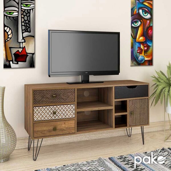 TV-szekrény, Boho, Dió-Fekete