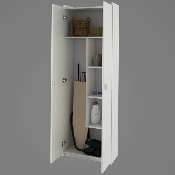 KONDELA Kombinált szekrény, DTD laminált, fehér, NATALI TIP 6