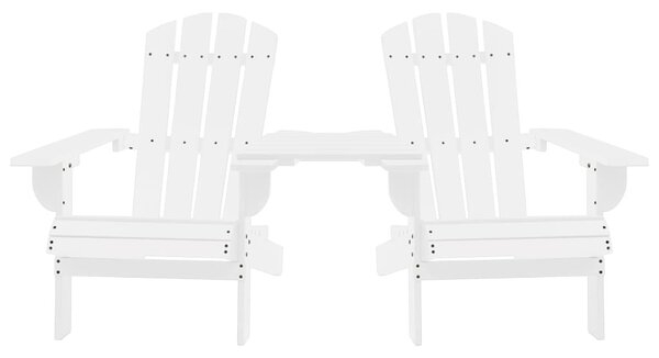 Fehér tömör fenyőfa kerti Adirondack székek teázóasztallal