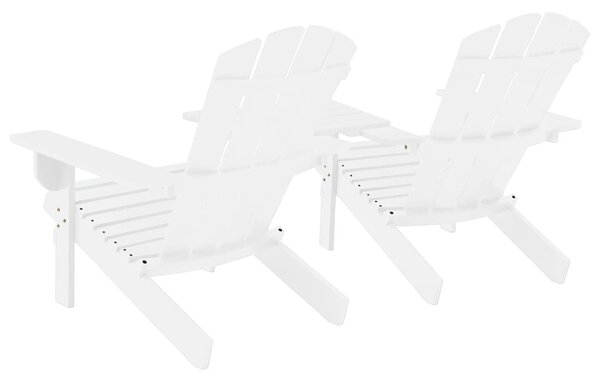 Fehér tömör fenyőfa kerti Adirondack székek teázóasztallal