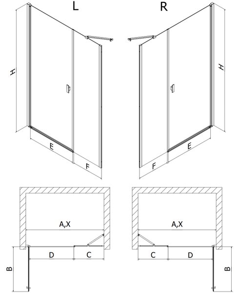 Mexen Mist-B, 1 szárnyú zuhanyajtó 105 cm, átlátszó üveg, arany fényes profil, 8A2-105-001-50-00