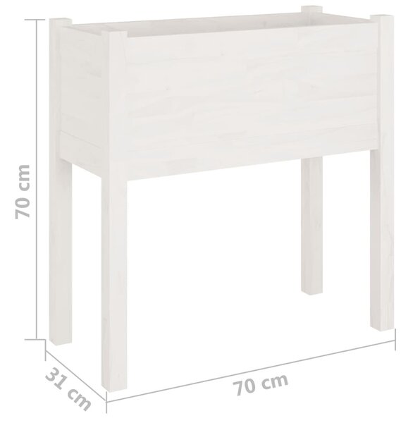 2 db fehér tömör fenyőfa kerti virágtartó 70 x 31 x 70 cm