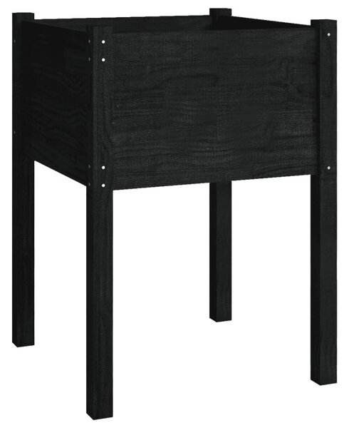 2 db fekete tömör fenyőfa kerti virágtartó 50 x 50 x 70 cm