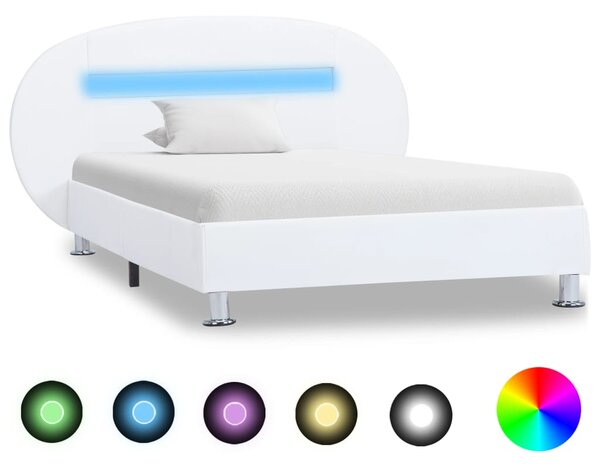 VidaXL fehér LED-es műbőr ágykeret 90 x 200 cm