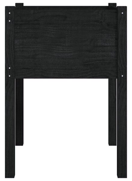 2 db fekete tömör fenyőfa kerti virágtartó 50 x 50 x 70 cm