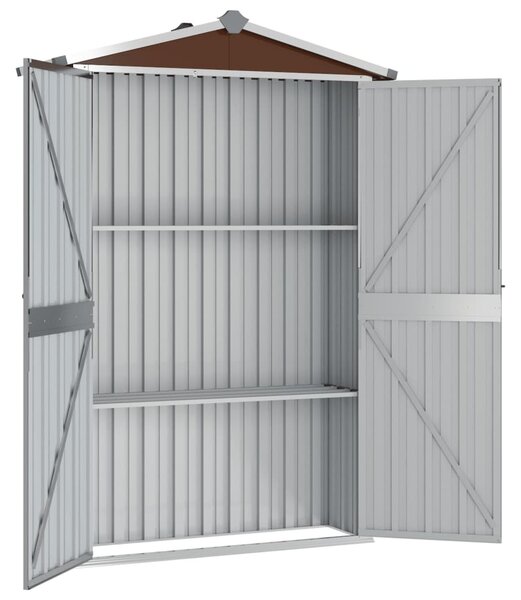 Barna horganyzott acél kerti fészer 116x45x175 cm