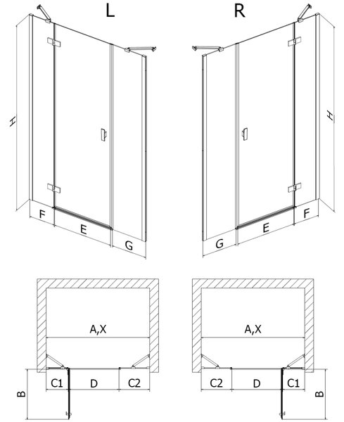 Mexen Mist-H, egyszárnyú zuhanyajtó jobb oldali 120 cm, átlátszó üveg, króm profil, 8A5-120-001-01-00-P
