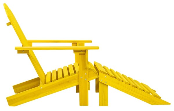 Sárga tömör fenyőfa kerti Adirondack szék zsámollyal