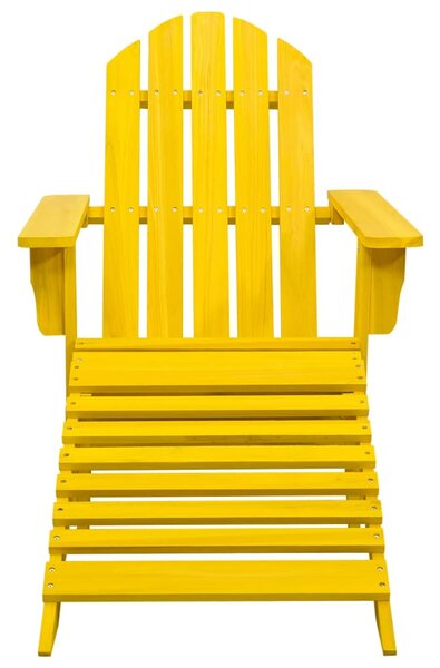 Sárga tömör fenyőfa kerti Adirondack szék zsámollyal