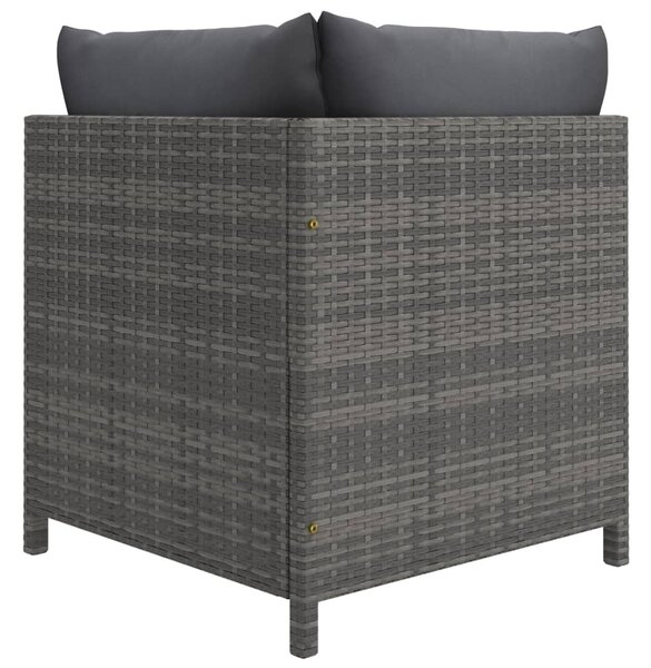 Szürke elemes polyrattan sarokkanapé párnákkal