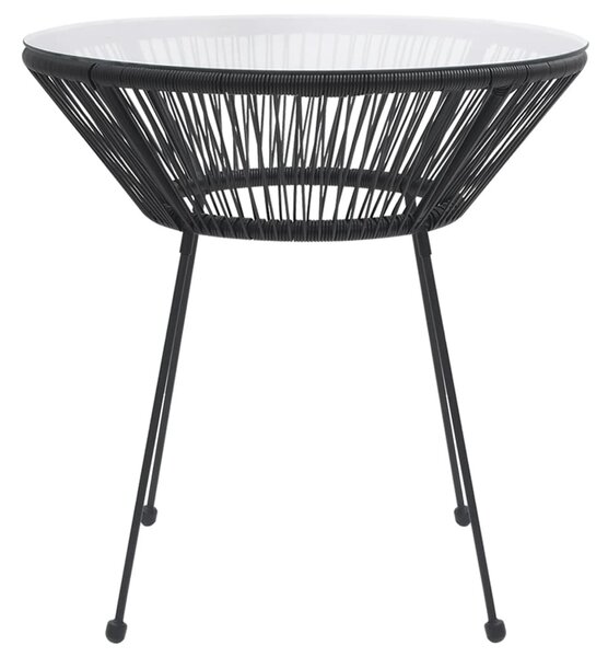 Fekete rattan és üveg kerti étkezőasztal Ø70 x 74 cm
