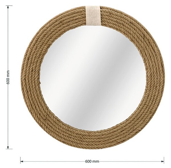 Fali tükör, Rope 20767, natúr, 60x2x60cm