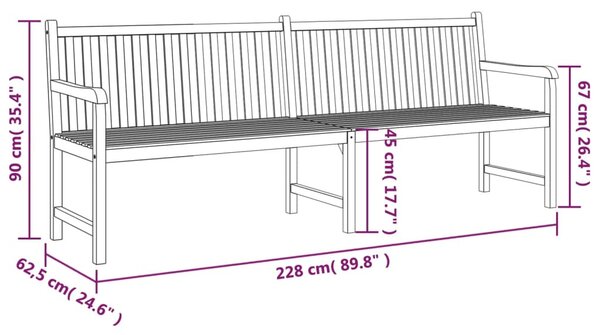VidaXL tömör tíkfa kerti pad 228 cm