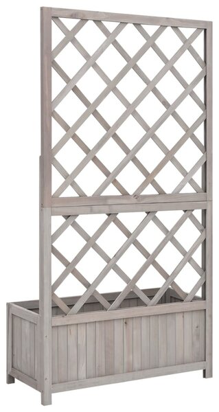 Szürke tömör fenyőfa rácsos kerti ültetőláda 70 x 30 x 135 cm
