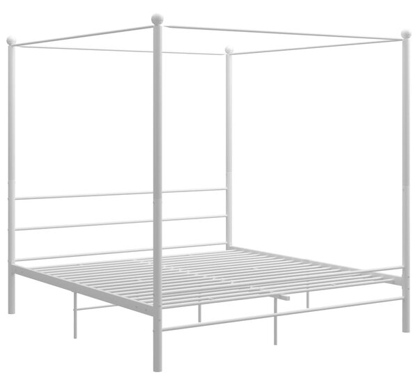 Fehér fém baldachinos ágykeret 200 x 200 cm