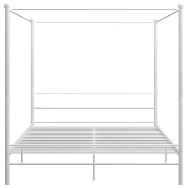 Fehér fém baldachinos ágykeret 200 x 200 cm