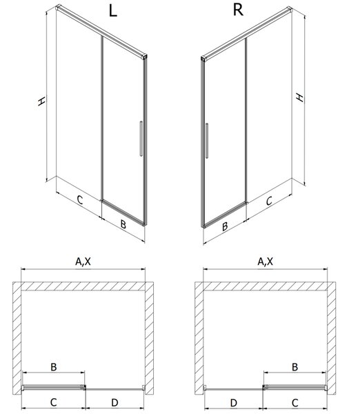 Mexen Rox 140 cm-es tolóajtós zuhanyajtó, átlátszó, króm - 8C2-140-000-01-00