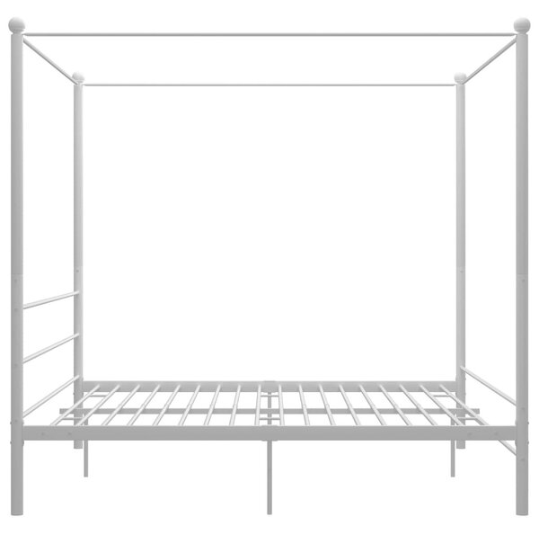 Fehér fém baldachinos ágykeret 200 x 200 cm