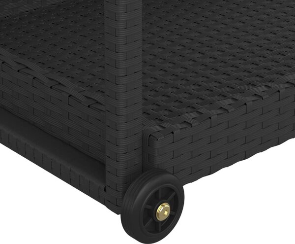 Fekete polyrattan bárkocsi 100 x 45 x 83 cm