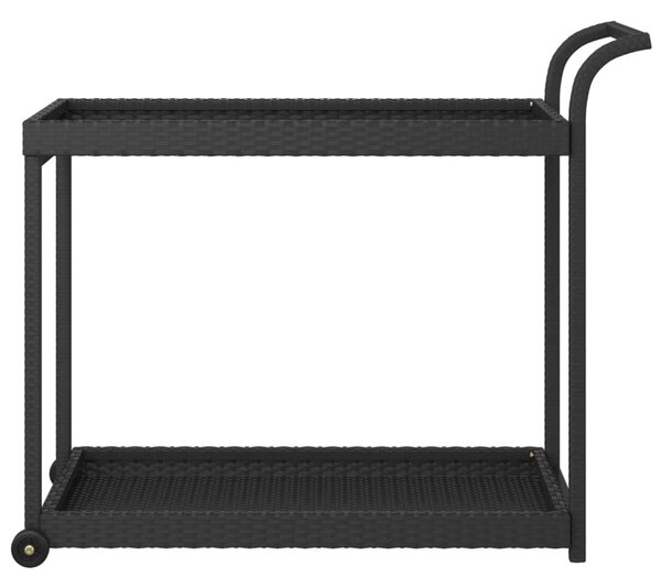 Fekete polyrattan bárkocsi 100 x 45 x 83 cm
