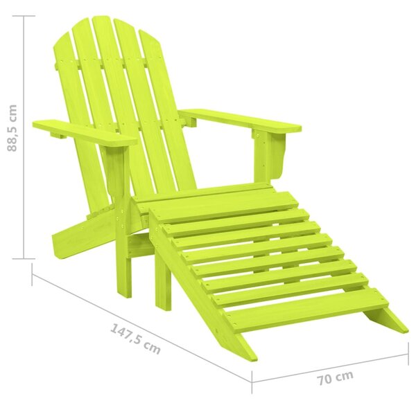 VidaXL zöld tömör fenyőfa kerti Adirondack szék zsámollyal