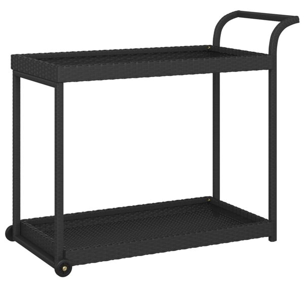 Fekete polyrattan bárkocsi 100 x 45 x 83 cm