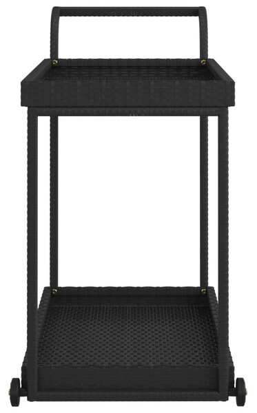 Fekete polyrattan bárkocsi 100 x 45 x 83 cm